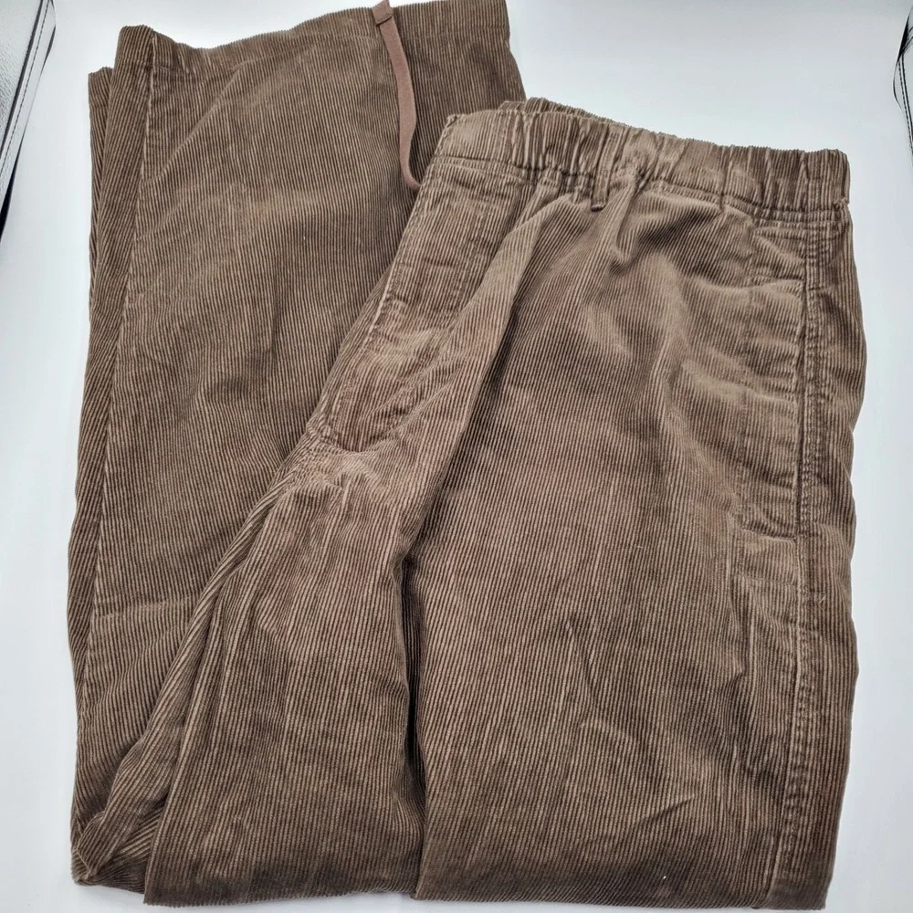 Uniqlo Mens XL Brown Corduroy Utility Fatigue Pants Elastic Waist 321-479822